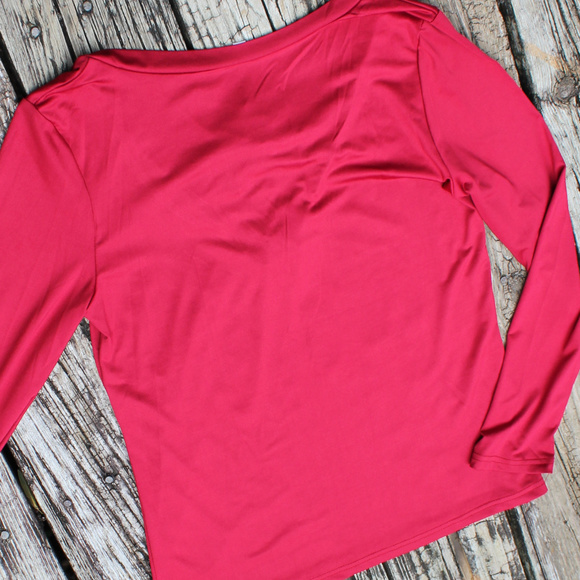 Plunging Lace Up V-Neck Long Sleeve Top, Medium - Picture 5 of 6